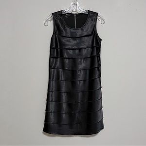Black Tiered Satin Cocktail Dress